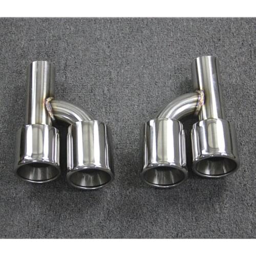 1 Pair H Model 304 Stainless Steel Exhaust Pipe Muffler tip Car Universal Outlet 76/89/101mm About Length 240mm Double Nozzle