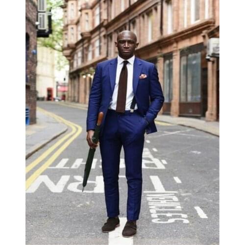 2020 Latest Coat Pants Designs Royal Blue Wedding Suits For Men Slim fit Custom Groom Prom Smoking 3 Piece Blazer Jacket + Pants