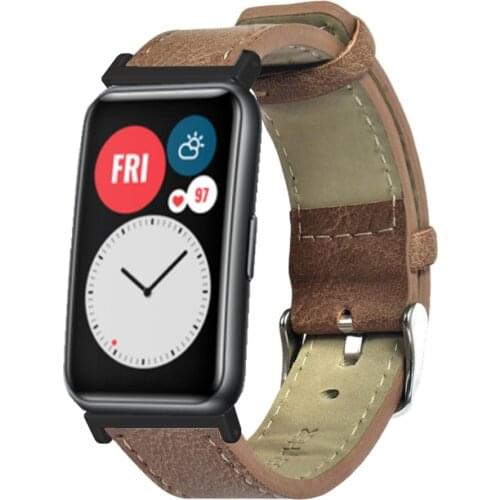 2021 New Leather Strap For Huawei Watch FIT Replacement Watchbands Fashion Vintage Men Leather Wrist Band Strap For Huawei Watch