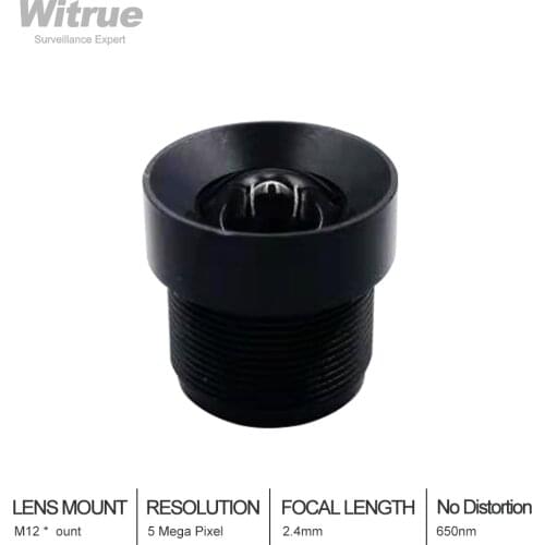 Witrue 2.4mm M12 Lens 1/3 Inch 5MP F1/2.0 No Distortion for CCTV camera