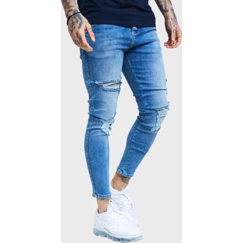 SikSilk Skinny Distressed Slice Knee Mens Jeans