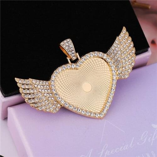 3Pcs/Lot DIY Jewelry Necklace Pendant Base Wings Charms 25/30mm Blank Rhinestone Bezel Tray For Handmade Accessories Components