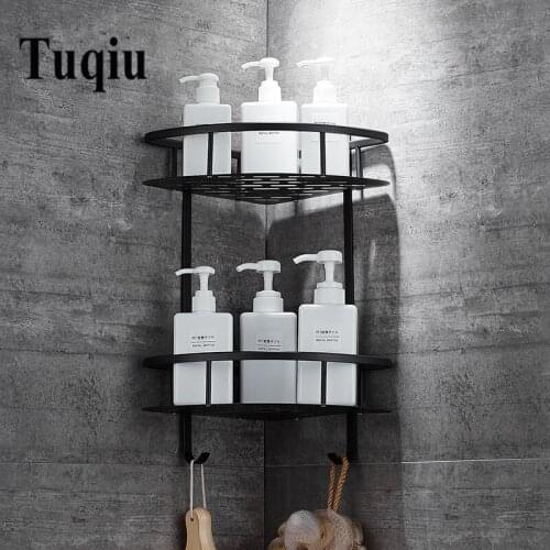 Bathroom Shelves Black Oil Brushed Brass Wall Bathroom Corner Shelf Shower Caddy Rack Bathroom Accessories Shelves