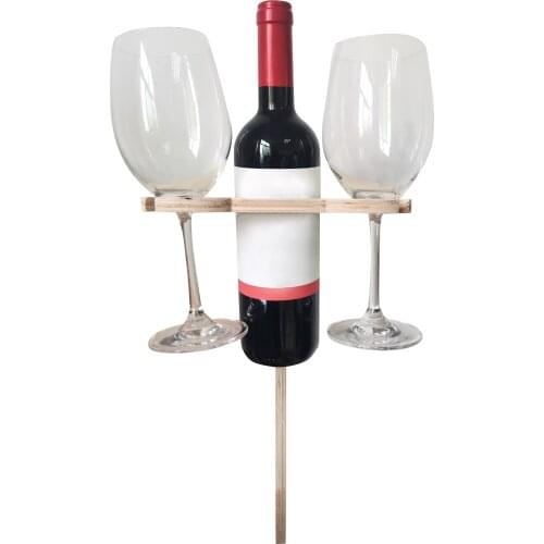 Portable Outdoor Wine Rack Wood Leisure Beer Stand Picnic Camping Convenient Foldable Table Villa Goblet Table Insert The Ground