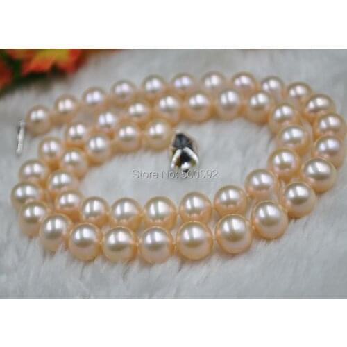 Stunning 9mm round pink freshwater pearl necklace