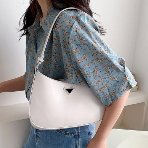 Simple Style Solid Color Pu Leather Shoulder Underarm Bag for Women 2021 Summer Handbags and Purses Female Travel Totes