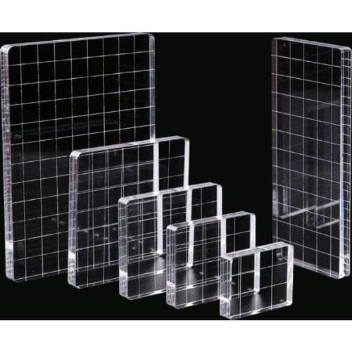 Clear Acrylic Stamp Block Laser Etched Gridlines Easy Positioning Using With Photopolymer Stamps Cling Mounted Rubber Stamps
