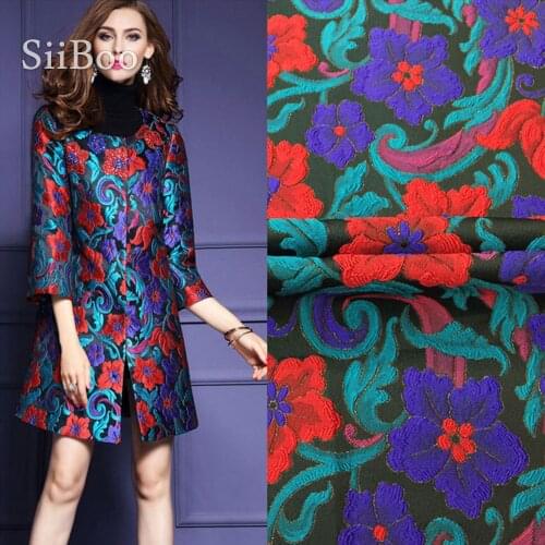 Europe style luxury embossed floral metallic jacquard brocade fabric apparel for coat dress tissu tecido stoffen fabrc SP5437