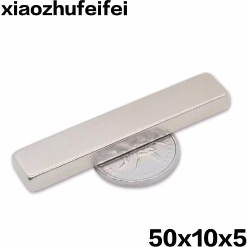 10pcs 50mm x 10mm x 5mm Strong Neodymium Rare Earth Magnet 50*10*5 50X10X5 Art Craft Connection free shipping 50mm*10mm*5mm