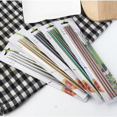 304 stainless steel straws coffee hot drink straw set color food grade straw straight tube 6*215mm
