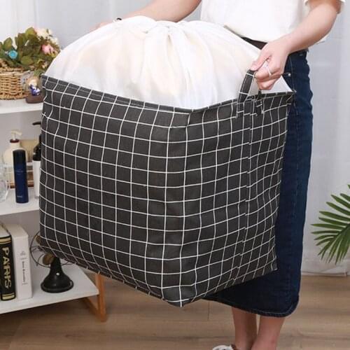 Storage Bag Cotton and Linen Storage Bag Quilt Clothes Storage Basket Drawstring Storage Basket Fabric Bundle Storage Bag Toy
