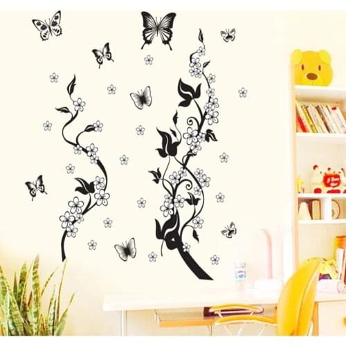 Remove black flower wall decorative stickers sitting room adornment vine of bedroom the head of a bed wall stickers