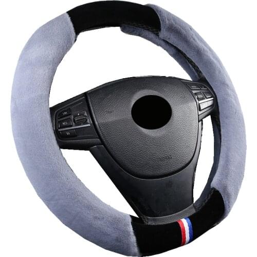 Universal Car Steering Wheel Cover Wrap 8 Colors Winter Plush Soft Warm For 14.5" 37CM to 15" 38CM Auto Accessories Car Styling