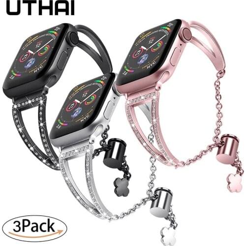 UTHAI A10 For Apple Watch1/2/3/4 watch iwatch hollow triangle metal stainless steel strap Watchbands