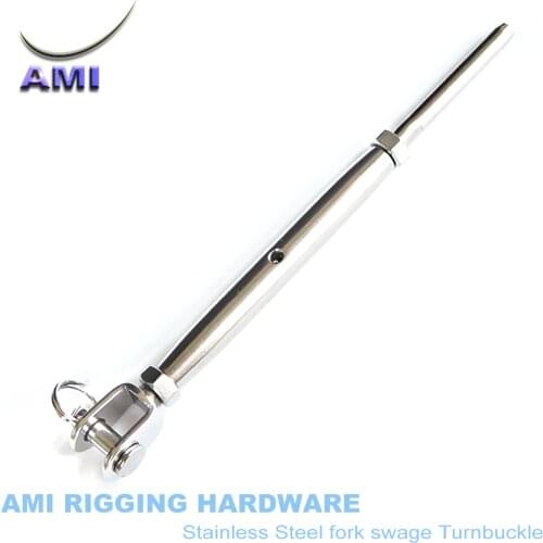 Fork Swage turnbuckle 2.5mm wire M5 Stainless Steel 316 Rigging Screw Bottlescrew Cable Railing Wire Rope Fitting Hardware