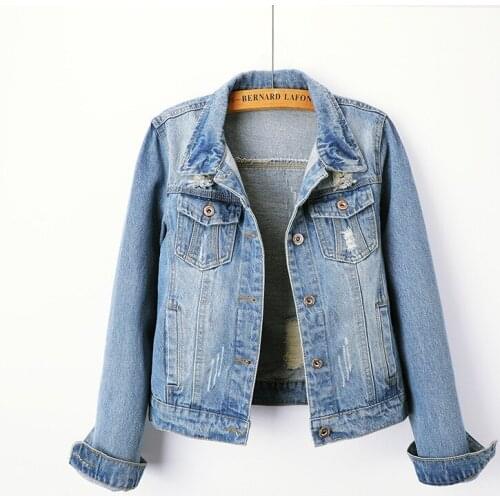 4XL 5XL 6XL Vintage Women 2020 spring Autum Denim Jackets Washed Blue Jeans Coat Turn-down Collar Outwear Slim Jacket JC168