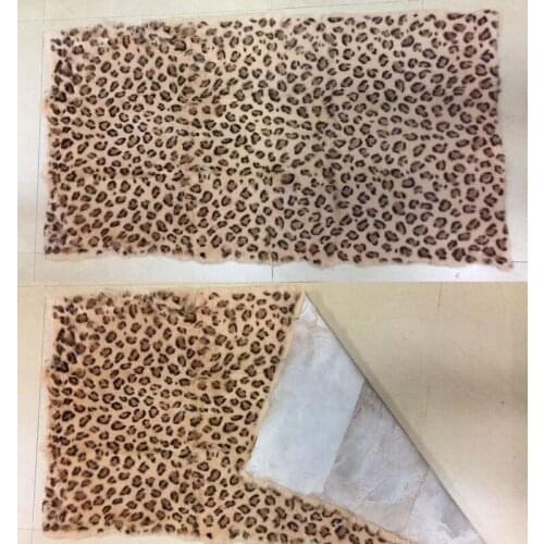 Hight quanlity Split joint leopard printed Genuine rabbit fur material mat whole piece size 50CM*110CM