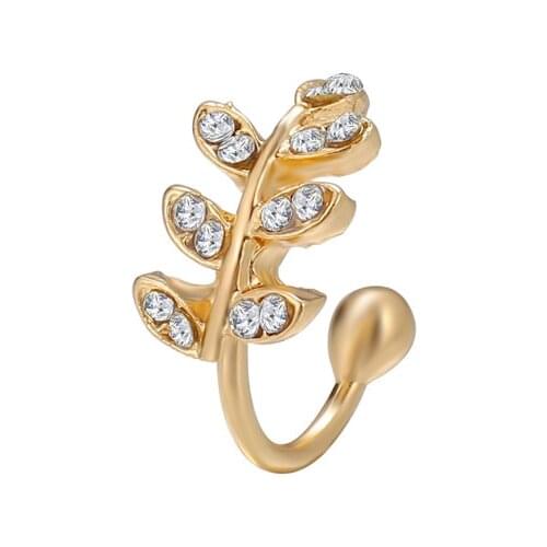 New Fashion Gold Leaf Clip Earring For Women Without Piercing Puck Rock Vintage Crystal Ear Cuff Girls Jewerly Gift