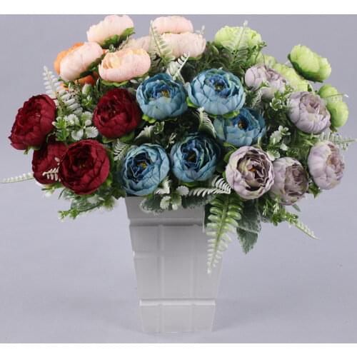 1 bunch of artificial flowers 8 small horns rose autumn silk fake flowers DIY living room family garden wedding decoration