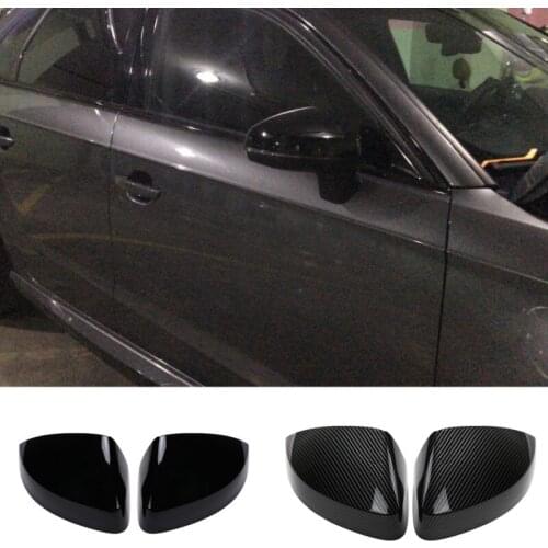 2 pieces for Audi A3 S3 8V RS3 Side Wing Mirror Covers Caps Carbon Fiber Gloss Black Mirror Caps 2013 2014 2015 2016 2017 - 2019