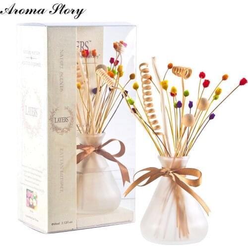 2pcs/lot 100ml Frosted Glass Diffuser with Bow and Colorful Reed Sticks 6 Scents Home Decoration Free Shipping