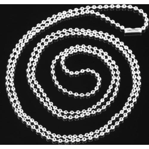 8Seasons Fashion Iron Based Alloy Ball Chain Necklace Silver Plated Jewelry 80cm(31 4/8") long, Chain Size: 2mm Dia., 12 PCs