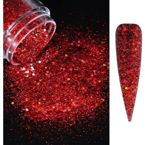1 Box Holographic Nail Glitter Nail Decorations Laser Mixed Hexagon Shape Sparkly Chunky Sequins Nails Art Manicure Accessories