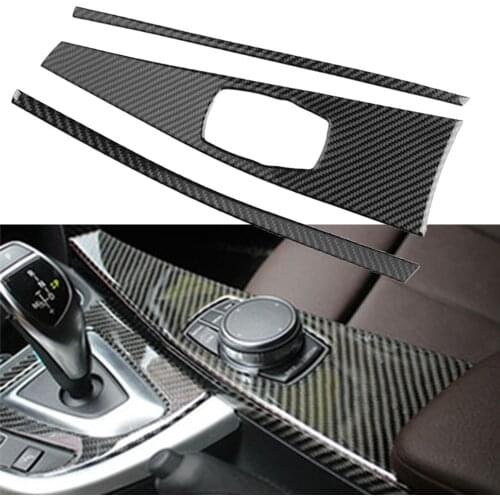 Carbon Fiber Car Central Console Multimedia Panel Cover Trim For BMW F30 F31 F32 F33 F34 F36 3 4 Series 2014 2015 2016 2017 2018