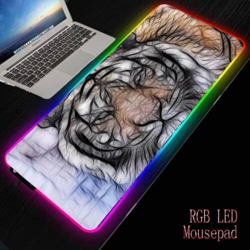 MRGBEST Animal Tiger RGB Large Gamer Big Mouse Pad Mat Computer Mice pads LED Backlight XXL XL L M Keyboard Desk Mat