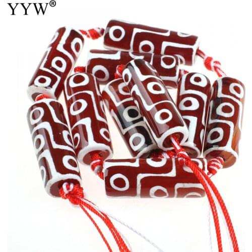 11x11x30mm 10pcs/Bag Natural Tibetan Agates Onyx Eyed Dzi Beads Ladies Column Cylinder Ji Beads Jewelry DIY Material Bracelets