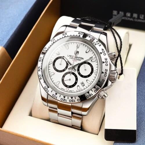 LACZ DENTON Quartz Mens Watches VK63 Movement Stainless Steel Waterproof Fashion Business Casual Sport Chronograph Wristwatches