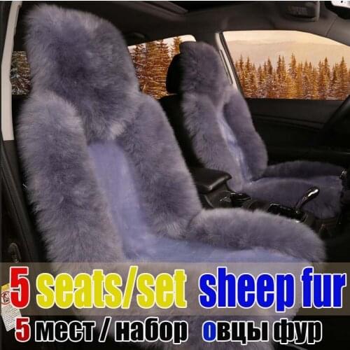 100% sheep fur skin material car seat cover cushion 5 seats covers for 1 set warm feeling smooth car seat cover cushion