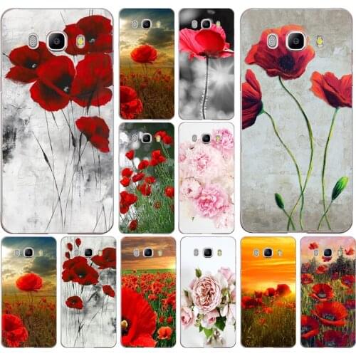 005FG Red Poppies On Black Style Soft Silicone Tpu Cover phone Case for Samsung j3 j5 j7 2016 2017 j330 j2 j6 Plus 2018
