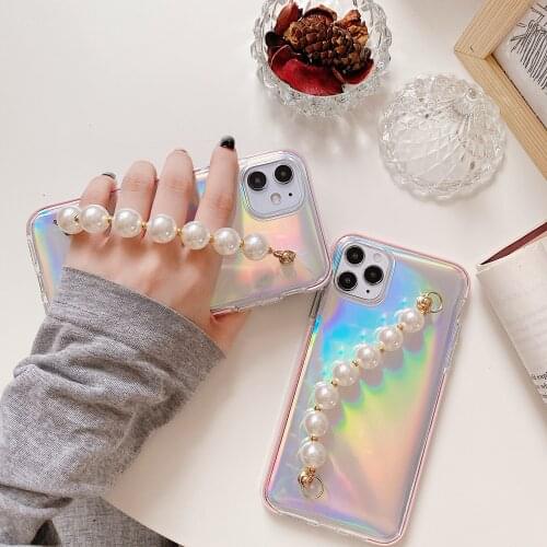 Flowers bracelet Wrist Chain Phone Cases for iPhone 12ProMax 12 Pro 11 Promax XS MAX 8 7 Plus XR Laser paper transparent Case