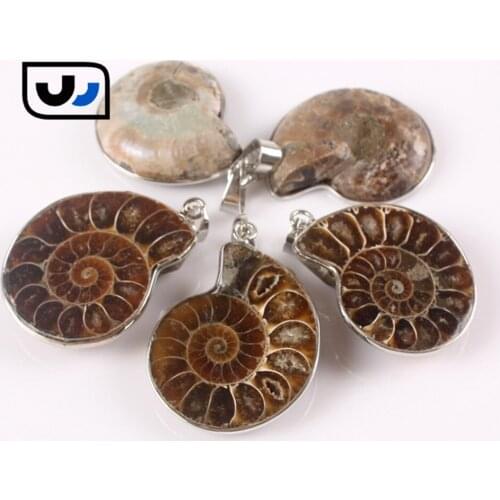Druzy Fashion New Ammonite Pendant Within Black Rope Exquisite Brown Snail Shells Pendants For Necklace Making 2pcs/lot