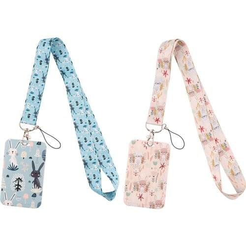 ER977 Animal Cute Rabbit Cartoon Key Chain Lanyard Gifts For Child Students Friends Phone USB Badge Holder Necklace Card Holder