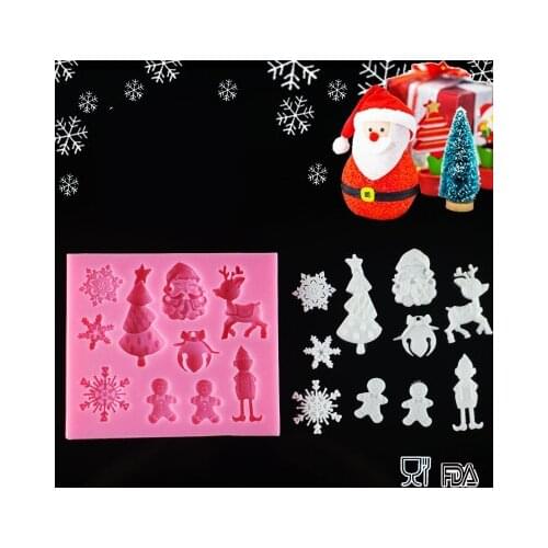 Hot Sales Christmas Theme Silicone Mold Fondant Cake Decorating Tools Silicone Soap Mold Silicone Cake Mold D136