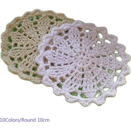 HOT Round lace cotton table place mat cloth crochet placemat pad Christmas coaster cup mug pot holder doily dinning kitchen