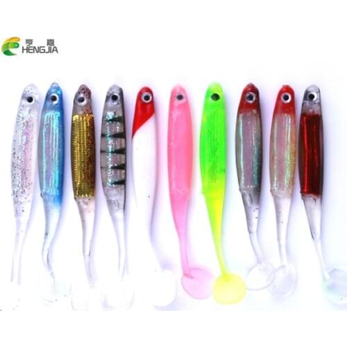 HENGJIA Hot Sell Soft Fishing Lure 10 PCS 10cm 5g Fake Artificial Bait Fishing Lures Soft Plastic For Spinning Telescopic Fish