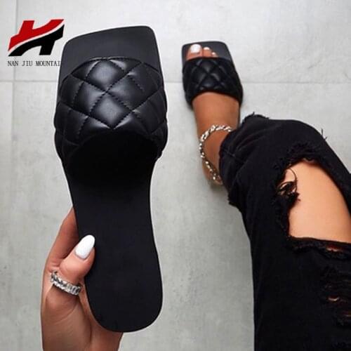 NAN JIU MOUNTAIN 2020 Women Slippers Sandals Flat Summer Womens Shoes Handmad Open Toe Fashion Roman Wind Font Plus Size 38-42