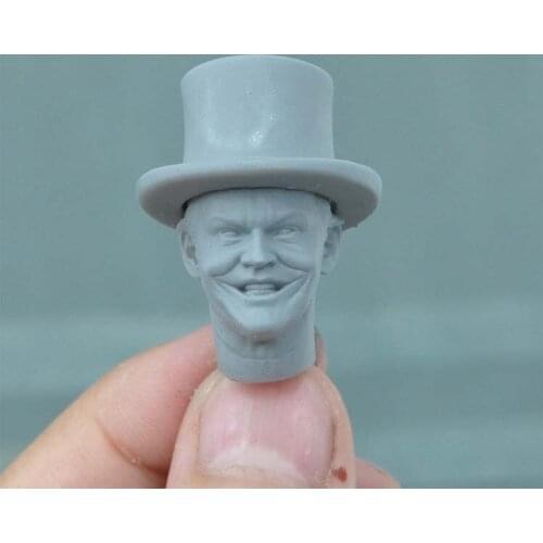 Unpainted DIY 1/12 Scale Nicholson Joker Head Sculpt Carved W/Hat Model Toys for 6" Action Figure Boy