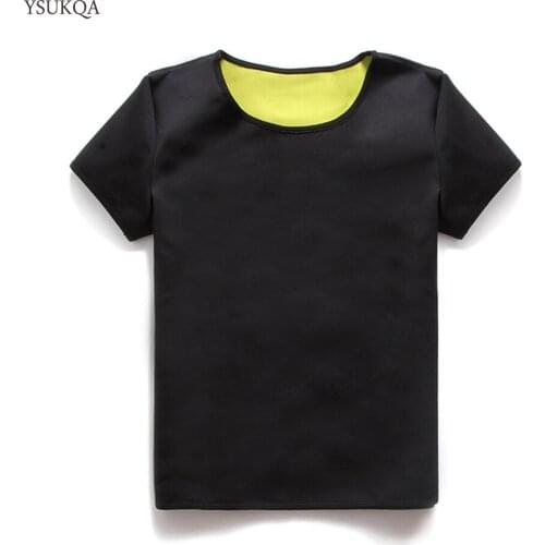 YSUKQA Neoprene Slimming T-Shirt Waist-Trimmer Corset Control Short Sleeve Shirt Sweat Shapewear
