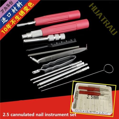 Orthopedic instruments medical 2.5 hollow nail instrument set headless compression Hollow bone screw instrument box AO synthes