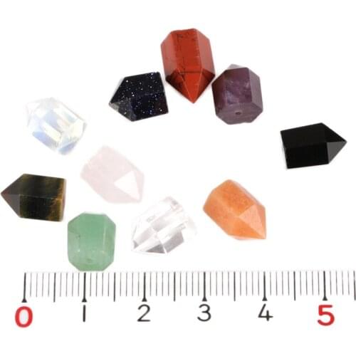 Half-drill cut point cylinder pillar geometric black obsidian blue sand crystal semi stone bead for DIY jewelry making