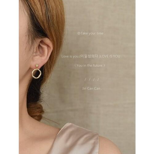 Hollow Geometric 925 Silver Needle Plated 14K Gold Round Earing Women Body Jewelry K-pop Accessories Womens Jewelry