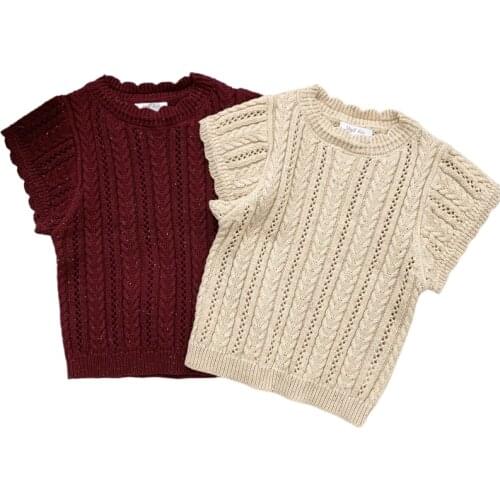 Baby Girls Sweaters Baby Girl Solid Short Sleeve Pullover Sweaters Baby Boys Sweaters Knit Vest Kids Toddler Autumn Outerwear