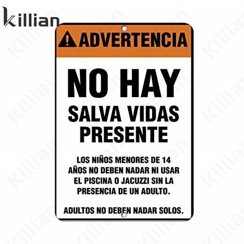 Text Warning Sign Metal Plaque No Hay Metal Painting Car Service Metal Plate Basement Garage Home Decoration Metal Poster