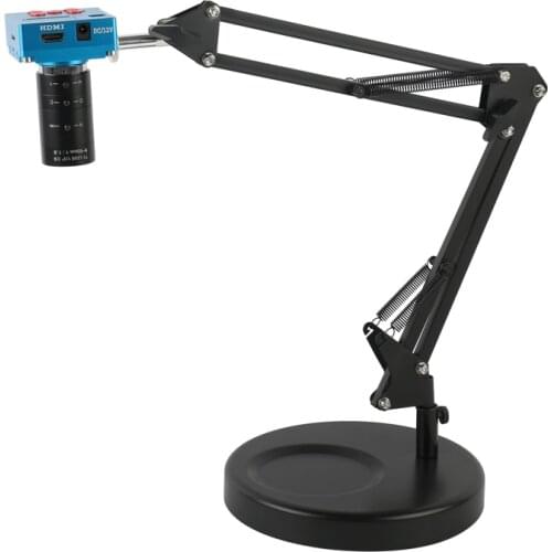 2K 1080P 30MP HDMI Video Microscope Camera+Wide Visual high Working Distance Focus Lens+Metal Cantilever Bracket