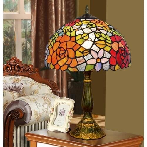 12inch European Baroque vintage Tiffany stained glass table lamp living room bedroom Restaurant Club KTV bar decorative lamp