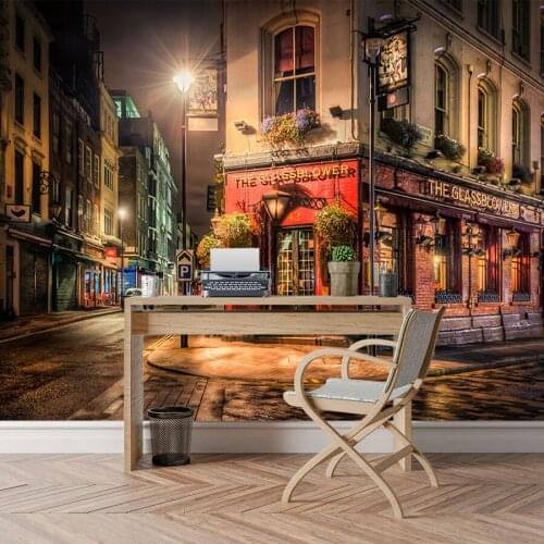 Vintage London NIght Street 3d Modern Wallpapers Walls Papers Home Decor Stripe Self Adhesive Murals Bed Room Cafe Decoration